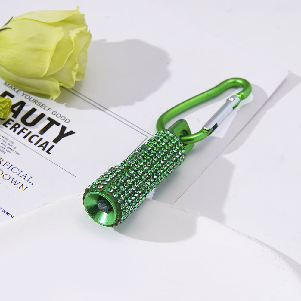 Wholesale Rhinestone Mini LED Flashlight Carabiner Flashlight Keychain